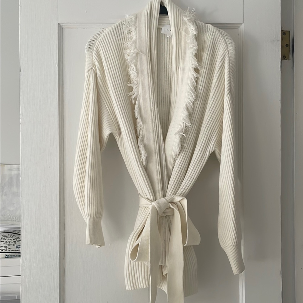 Sundays Cream Fringed Cardigan